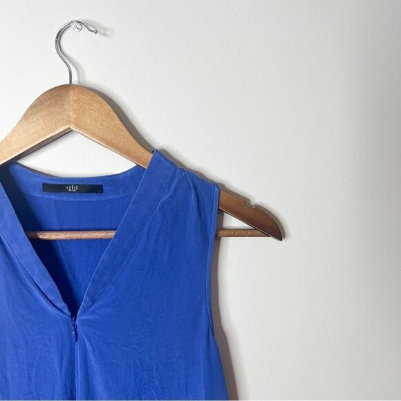 Tibi Blue Sleeveless Silk Zip Up Tank Top - Picture 3 of 6